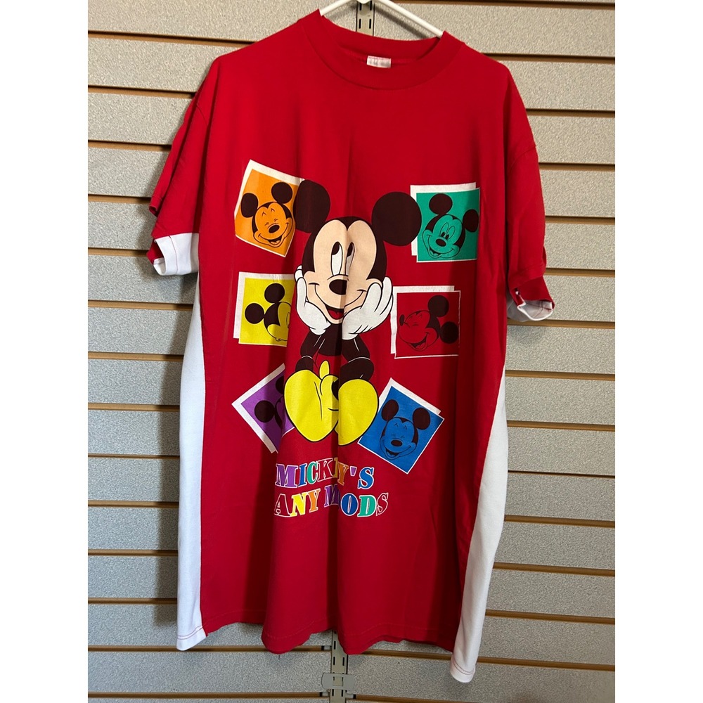 Vintage Mickey Mouse Unlimited Red Many Moods T-Shirt Dress OS Nightgown